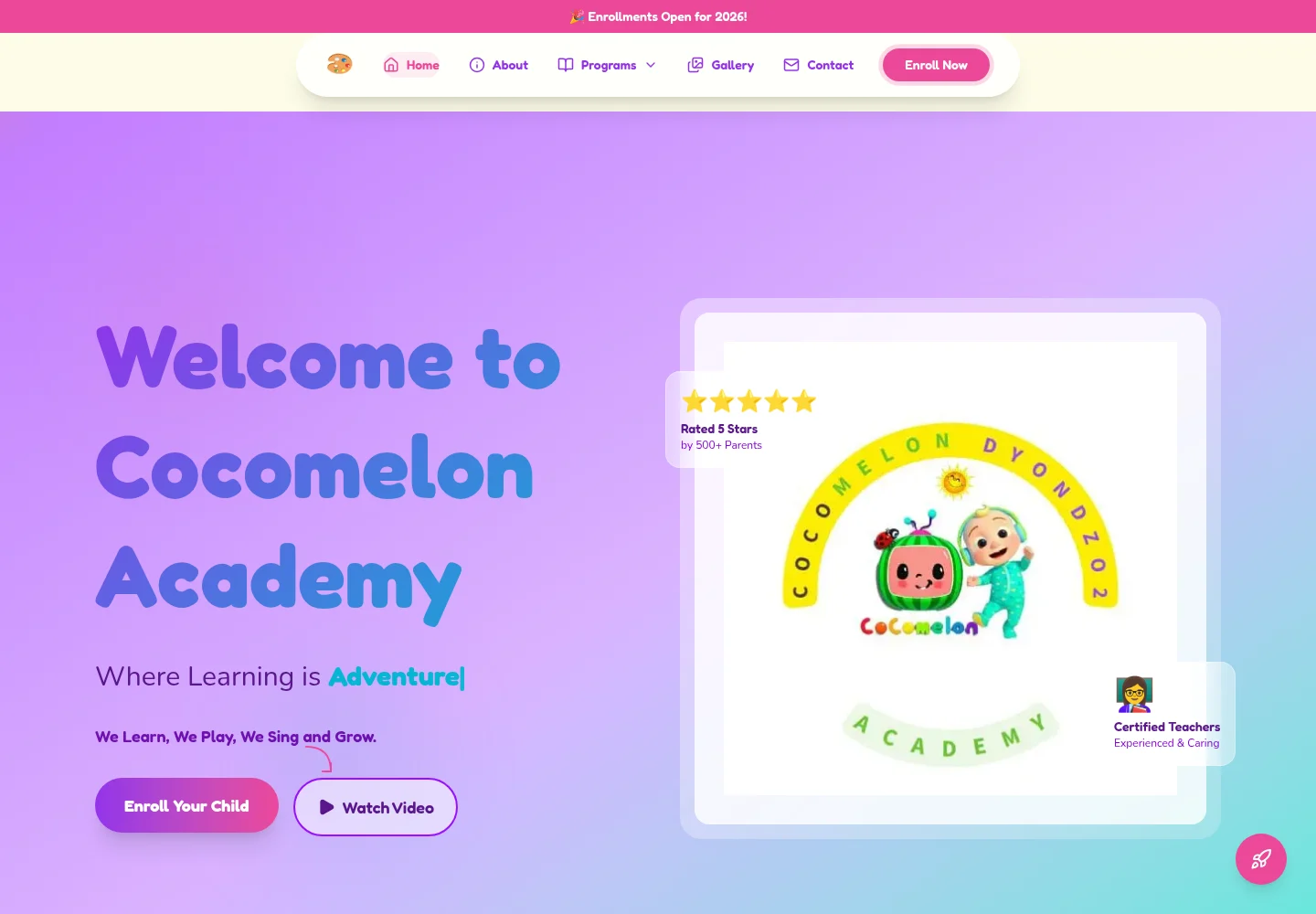 Cocomelon Academy — Homepage screenshot
